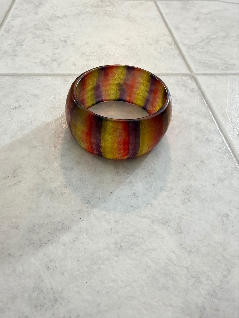 Multicolor Striped Resin Bangle Bracelet